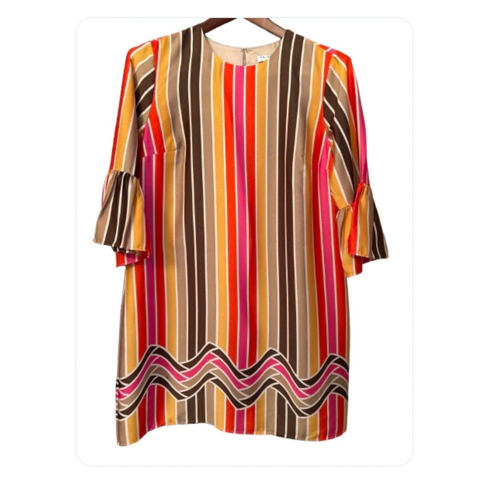 Trina Turk Multi color stripes‎ Dress 3/4 length Sleeves Lined